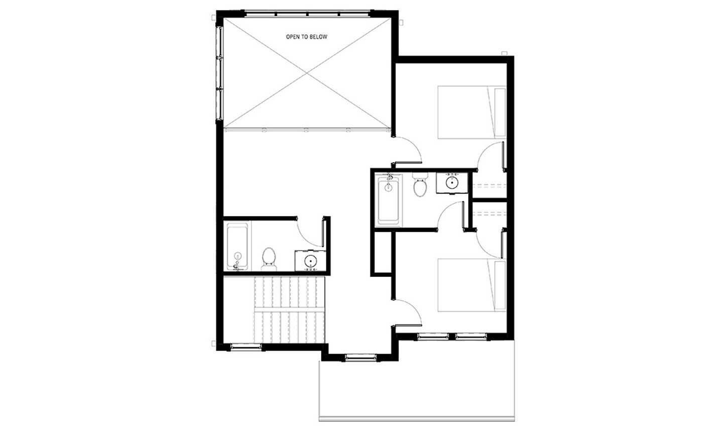Floor plan of the 3 bedroom upper level floor plan