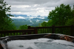 Hot tub at a smoky mountain cabin